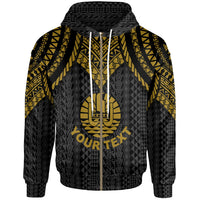 Tahiti Custom Zip up Hoodie Polynesian Armor Style Gold Unisex Gold - Polynesian Pride