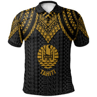 Tahiti Polo Shirt Polynesian Armor Style Gold Unisex Gold - Polynesian Pride