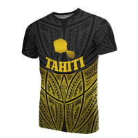 Tahiti Polynesian T Shirt Gold Pride Map and Seal Unisex Gold - Polynesian Pride