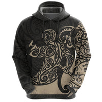 New Zealand Maori Tangaroa Tattoo Hoodie Tan Unisex Tan - Polynesian Pride