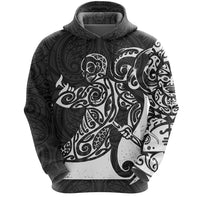 New Zealand Maori Tangaroa Tattoo Hoodie White Unisex White - Polynesian Pride