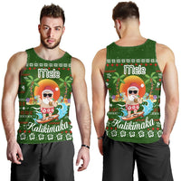 Hawaiian Santa Claus Mele Kalikimaka Men's Tank Top - Aviv Style - Green - AH Green - Polynesian Pride