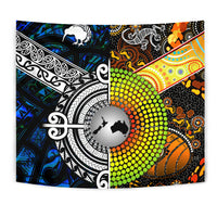 New Zealand Maori Aotearoa And Australia Aboriginal Tapestries Together - Blue LT8 - Polynesian Pride