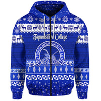 Custom Tapunisiliva College Christmas Zip Hoodie Simple Style LT8 - Polynesian Pride