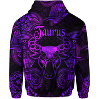 Taurus Zodiac Polynesian Zip Hoodie Unique Style Purple LT8 - Polynesian Pride