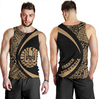 French Polynesia Tank Top Coat Of Arm Lauhala Gold Circle - Polynesian Pride