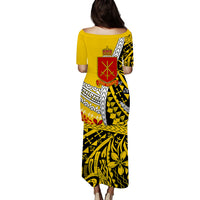 Tonga Terra Marique Tonga Puletaha Dress Gold Polynesian Minimalist Style LT9 - Polynesian Pride