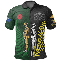 New Zealand Maori ANZAC Spirit Polo Shirt - Lest We Forget Black - Polynesian Pride