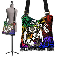 Tonga Custom Personalised Boho Handbag - Rainbow Polynesian Pattern - Polynesian Pride