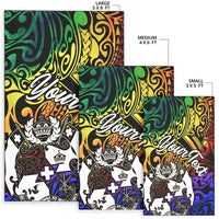 Tonga Custom Personalised Area Rug - Rainbow Polynesian Pattern - Polynesian Pride