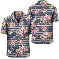 Tropical Butterfly Pink Hawaiian Shirt Unisex Black - Polynesian Pride