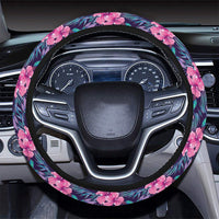 Tropical Flowers With Hummingbirds Palm Leaves Hawaii Universal Steering Wheel Cover with Elastic Edge - Polynesian Pride