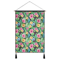 Tropical Hibiscus Banana Leafs Hanging Poster - AH Hanging Poster 43 x 65 cm Cotton And Linen - Polynesian Pride