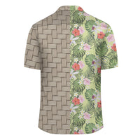 Tropical Hibiscus Plumeria Green Lauhala Moiety Hawaiian Shirt - Polynesian Pride
