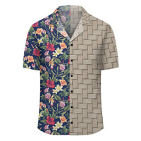 Tropical Hibiscus Red And Plumeria White Lauhala Moiety Hawaiian Shirt - Polynesian Pride
