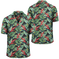 Tropical Monstera Leaf Green Mix Hawaiian Shirt Unisex Black - Polynesian Pride