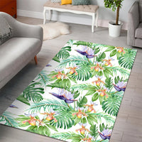Tropical Orange Orchids Strelitzia Monstera Area Rug - AH - Polynesian Pride