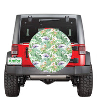 Tropical Orange Orchids Strelitzia Monstera Hawaii Spare Tire Cover - Polynesian Pride