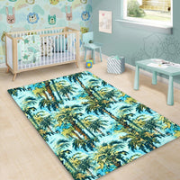 Tropical Palm Trees Blue Area Rug - AH - Polynesian Pride