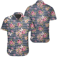 Hawaiian Shirt - Tropical Butterfly Pink Shirt Unisex Black - Polynesian Pride