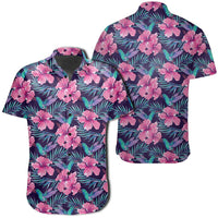 Hawaiian Shirt - Tropical Flowers With Hummingbirds Palm Leaves Shirt Unisex Black - Polynesian Pride