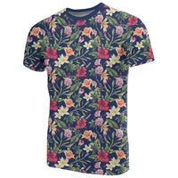 Hawaii Tropical Hibiscus Red and Plumeria White T Shirt - Polynesian Pride