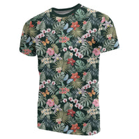Hawaii Tropical Plumeria Pattern With Palm Leaves T Shirt - Polynesian Pride