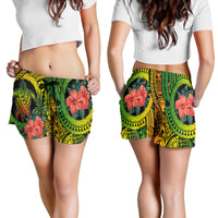 Polynesian Turtle Women Short Circle Turtle Hibiscus Reggae LT9 - Polynesian Pride