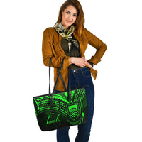 Tuvalu Leather Tote - Green Color Cross Style - Polynesian Pride