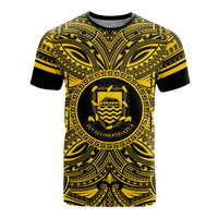 Tuvalu T Shirt Tuvaluan Coat of Arms Polynesian Gold Black Unisex Gold - Polynesian Pride