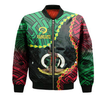 (Custom Personalised) Vanuatu Bomber Jacket Basic Coat Of Arms LT9 Unisex Black - Polynesian Pride