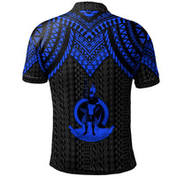 Vanuatu Custom Polo Shirt Polynesian Armor Style Blue - Polynesian Pride