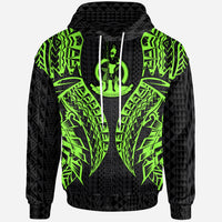 Vanuatu Hoodie Polynesian Lion Head Green Style Unisex Green - Polynesian Pride