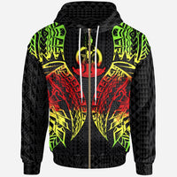 Vanuatu Zip up Hoodie Polynesian Lion Head Green Style - Polynesian Pride