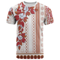 Fiji T Shirt Tagimoucia Mixed White Tapa Style LT9 White - Polynesian Pride