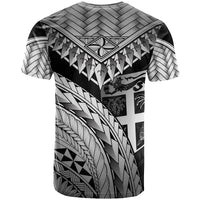 Fiji Custom T Shirt White Polynesian Necklace and Lauhala - Polynesian Pride
