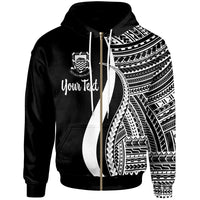 Tuvalu Custom Zip up Hoodie White Tentacle Tribal Pattern Unisex White - Polynesian Pride