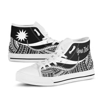 Nauru Custom Personalised High Top Shoes White - Polynesian Tentacle Tribal Pattern - Polynesian Pride