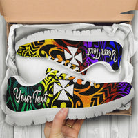 Wallis and Futuna Custom Personalised Sneakers - Rainbow Polynesian Pattern - Polynesian Pride