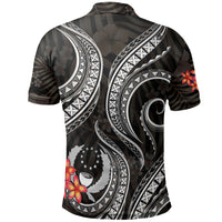 Pohnpei Micronesian Polo Shirt Black Plumeria - Polynesian Pride