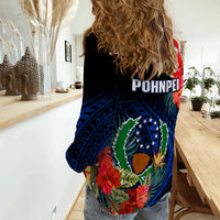 Pohnpei State Women Casual Shirt FSM Hibiscus Flowers Mix Polynesian LT14 - Polynesian Pride