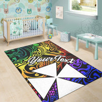 Wallis and Futuna Custom Personalised Area Rug - Rainbow Polynesian Pattern - Polynesian Pride