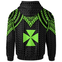 Wallis and Futuna Zip up Hoodie Polynesian Armor Style Green - Polynesian Pride