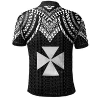 Wallis and Futuna Polo Shirt Polynesian Armor Style Black - Polynesian Pride