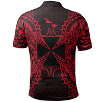 Wallis and Futuna Polo Shirt Wallis and Futuna Coat Of Arms Map Polynesian Tattoo Red - Polynesian Pride