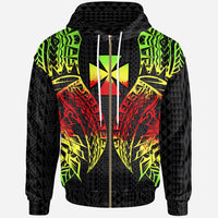 Wallisnd Futuna Zip up Hoodie Polynesian Lion Head Reggae Style Unisex Reggae - Polynesian Pride