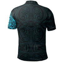 Maori Polo Shirt, Maori Warrior Tattoo Golf Shirts Blue Customized - Polynesian Pride
