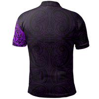 Maori Polo Shirt, Maori Warrior Tattoo Golf Shirts Purple Customized - Polynesian Pride