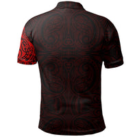 Maori Polo Shirt, Maori Warrior Tattoo Golf Shirts Red Customized - Polynesian Pride