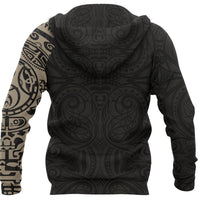 Maori Hoodie, Maori Warrior Tattoo Pullover Hoodie Tan Customized - Polynesian Pride